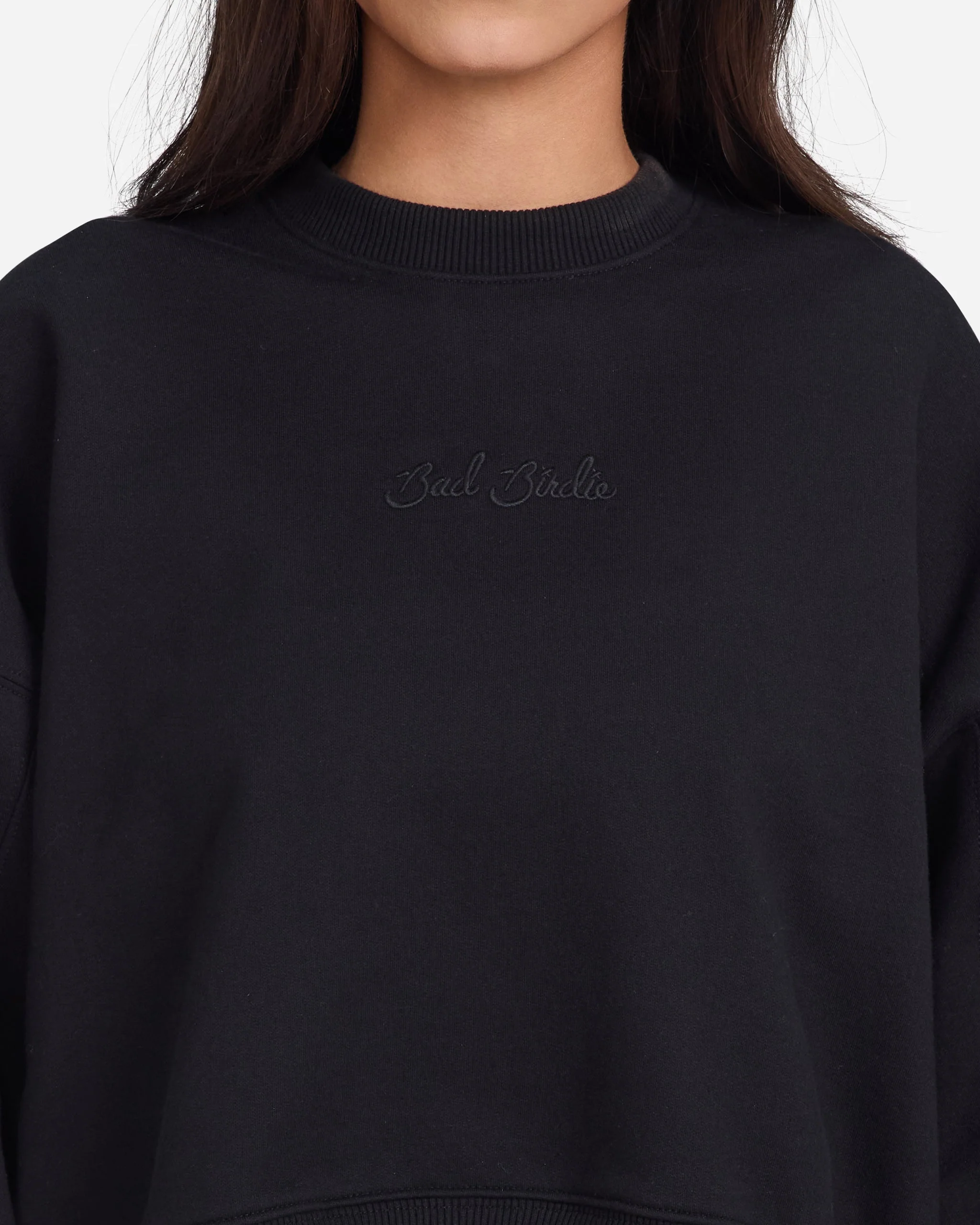 Script Fleece Crewneck - Black - Image 3